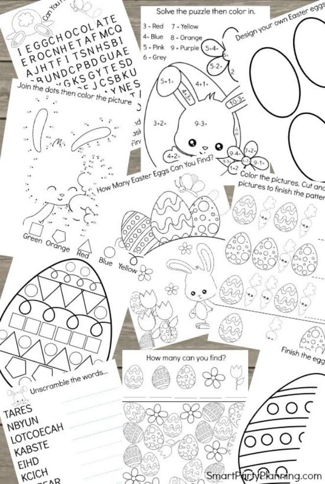 Paquete imprimible de actividades de Pascua para niños Easy Fun